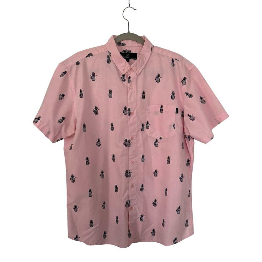 Molokai Surf Co Pink Pineapple Button Down Shirt XL Hawaiian Aloha